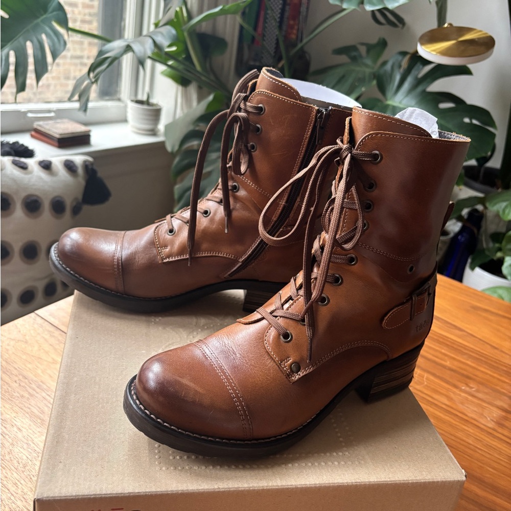 Taos Crave Leather Combat Boots - Classic Camel 41